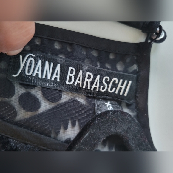 Yoana Baraschi Mesh Sheer Burnout Velvet Blouse Size XS Black - Picture 6 of 8